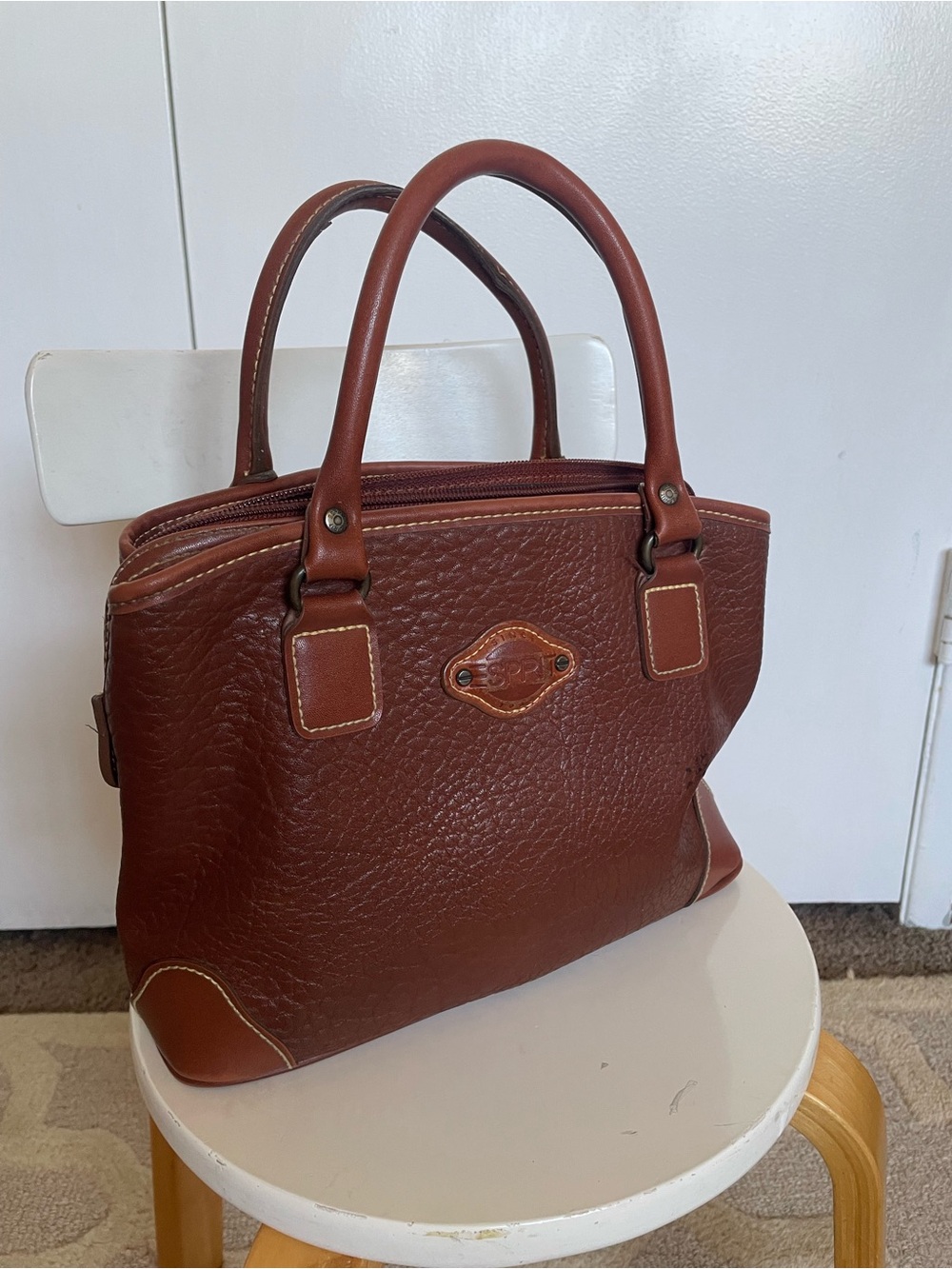 vintage Esprit Brown Leather Mini Tote Bag